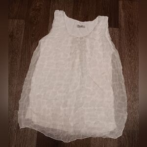 Elena Baldi Grey  White Sleeveless Tank Top